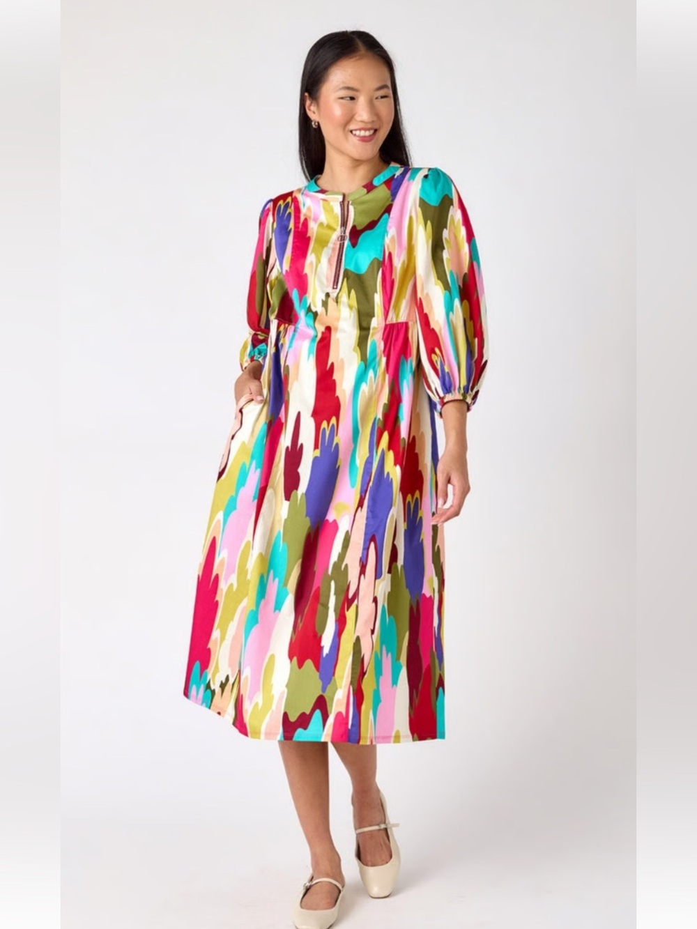 Crosby by Mollie Burch sz XS colorful midi dress NWOT